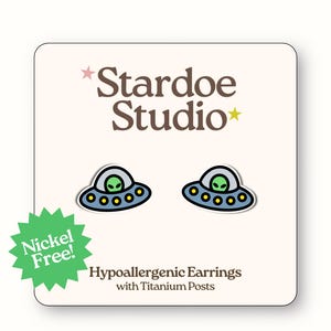 UFO Alien Ohrringe | Fläche 51 Schmuck | Niedliche Alien Ohrringe | Space Themen Ohrstecker | Handgemachter Alien Schmuck für Geburtstage und Freunde