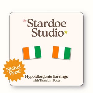 Irish Flag Stud Earrings: Handmade Hypoallergenic Ireland Jewelry