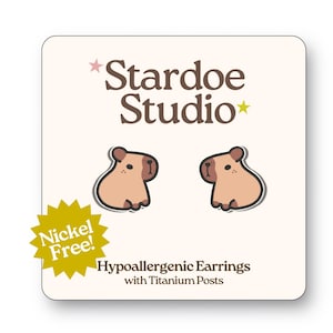 Capybara Earrings • Water Pig Jewelry • Cute earrings for kids • Gift for girls and boys • Happy Capy • Kawaii Stud Earrings