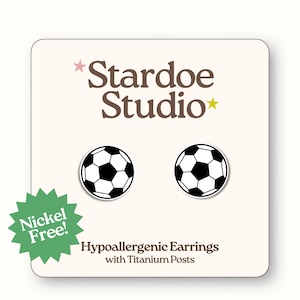 Soccer Ball Earrings • Sports Studs • Football Jewelry Gift • Handmade Hypoallergenic Studs • Soccer Mom Earrings • Game Day Accessories