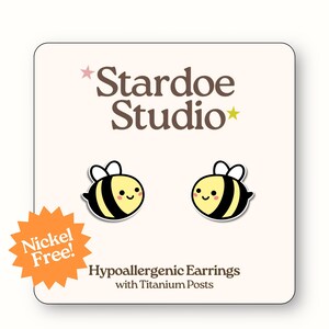 Bee Earrings • Bumble Bee Studs • Honey Bee Earrings • Save The Bees • Earrings for Kids • Cute Kawaii Jewelry for Girls and Boys