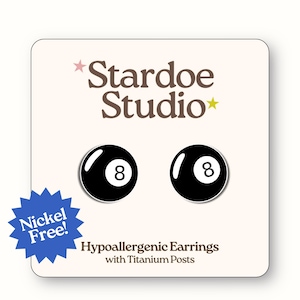 Eight Ball Earrings • 8Ball Jewelry • Billiard Ball • Pool Ball Earring Studs • Indie Punk Vibes