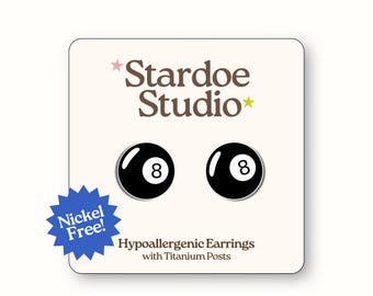 Eight Ball Earrings • 8Ball Jewelry • Billiard Ball • Pool Ball Earring Studs • Indie Punk Vibes