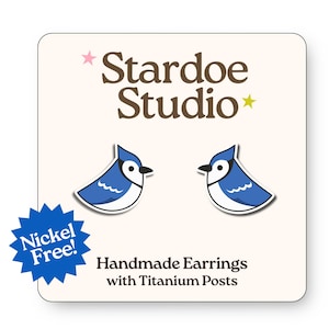 Blauhäher Ohrringe • Toronto Bluehäher Baseball Ohrstecker • Vogel Schmuck • Geschenk für Fans • Blauhäher Ohrstecker • Hypoallergene Ohrringe
