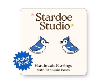 Blue Jays Earrings • Toronto Blue Jays Baseball Studs • Bird Jewelry • Fun Gift for Fans • Blue Jay Studs • Hypoallergenic Earrings