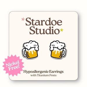 Beer Earrings • Glass of Beer • Beverage Earrings • Oktoberfest Germany Festive Jewelry • Beer Lager • Ale Pint Earring •  Funny Gag Gift