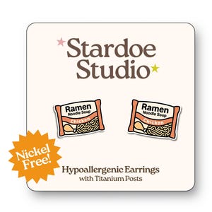 Oorknopjes Ramen Noodle | Oorbellen kipnoedels | Leuke oorbellen |  Eigenzinnige oorbellen | Anime-oorbellen