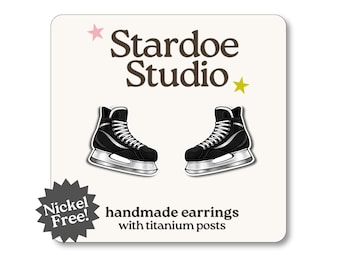 Hockey Ice Skate Earrings • Winter Sports Studs• Skating Jewelry • Game Day Accessories • Hypoallergenic Earrings • Fun Gift for Hockey Fans