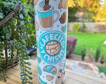 Cafecito Chisme Stainless Steel Tumbler: Insulated Coffee Design