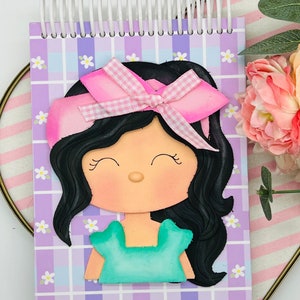 Notepad cute kawaii girl  with white pages handmade in eva foam for writing lovers.