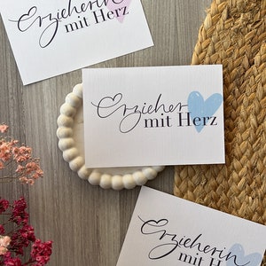 Erzieherin, Dankeskarte, Erzieher mit Herz