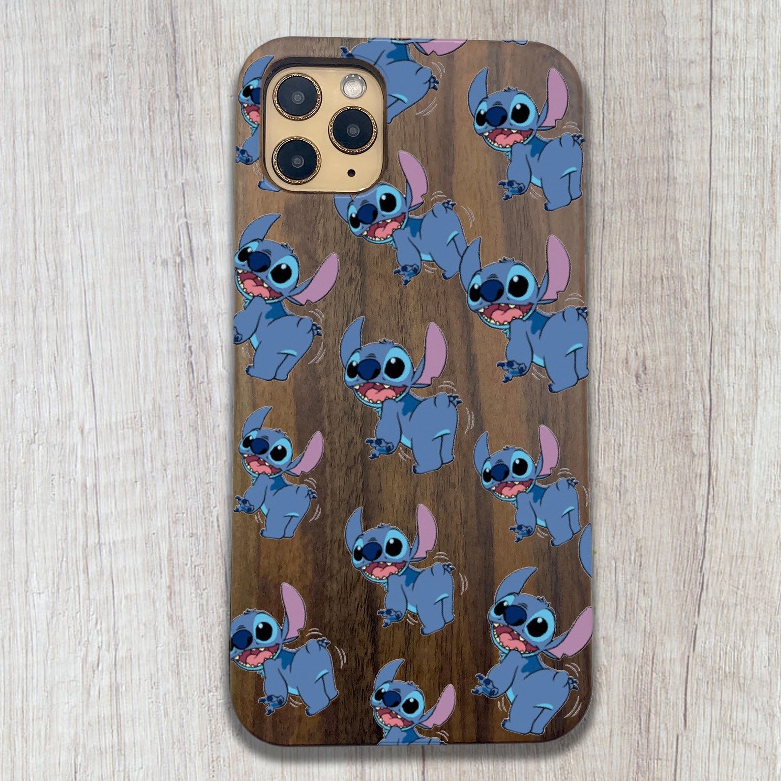 Stitch Iphone 12 Pro Max Case Disney Iphone 11 Case Wooden Etsy
