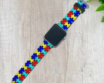 Autism Puzzle Series 11 10 9 8 7 6 5 4 3 2 1 band Autism Apple Watch Ultra 3/2 Band 38 40 42 44 mm band Pattern Apple Watch SE PU Leather