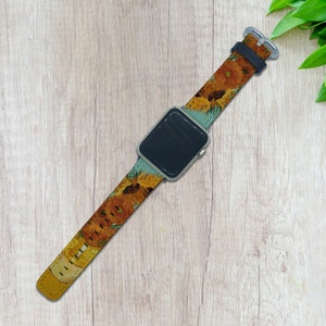 Sunflowers Apple Watch Ultra 2 Band 38 40 42 44 for Series 1 2 3 4 5 6 7 8 9 band Van Gogh Watch band PU Leather Oil Painting Apple Watch SE