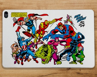 Funda para iPad de los Vengadores, funda tipo libro de superhéroes con soporte para lápiz.