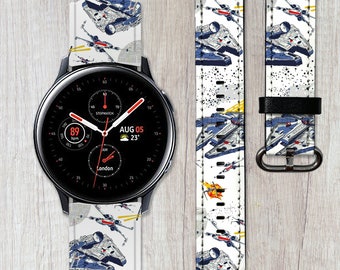 Star Wars band Spaceship Watch 3 4 5 6 Pro band Active 2 40 42 44 45 46 Galaxy PU Leather Sport 20 22 Frontier Samsung Watch4 Gear S2 S3