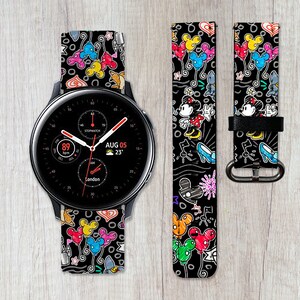 Mickey Mouse Galaxy Watch Band, Vegan Leather Sport Strap