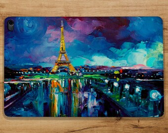 Eiffel Tower iPad Case, Paris Painting Style, Protective Book Cover