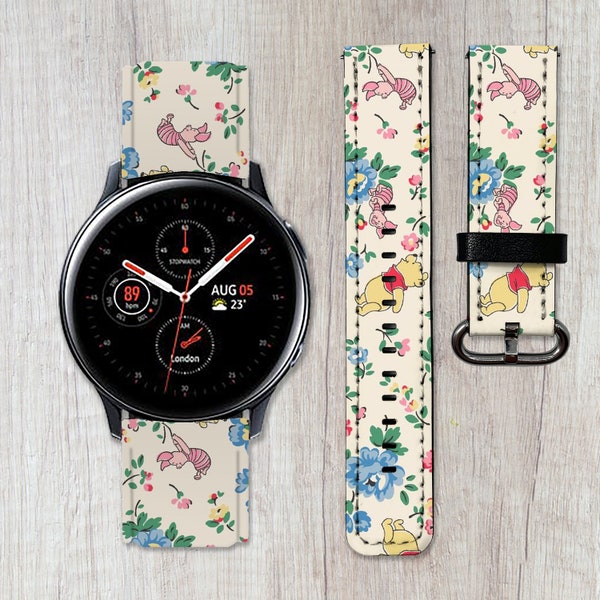 Galaxy Watch 3 4 5 6 Pro band Winnie the Pooh Disney Active 2 40 42 44 45 46 PU Leather Sport 20 22 Frontier Samsung Watch4 Gear S2 S3 strap