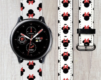 Minnie Mouse Galaxy Watch Band, Vegan Leather Sport Strap