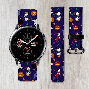 Halloween Galaxy Watch 3 4 5 6 7 Pro band Disney Active 2 Mickey Mouse 40 42 44 45 46 PU Leather Sport 20 22 mm Samsung Watch4 Gear S2 S3