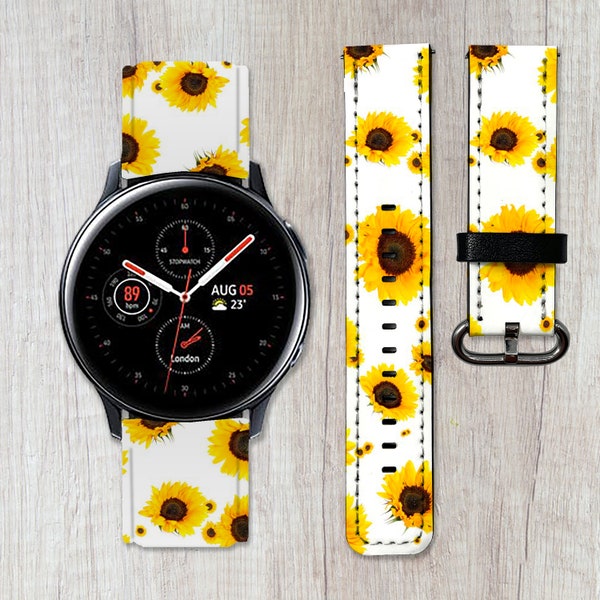 Sonnenblumen Galaxy Uhr 3 4 5 6 Pro Band Aktiv 2 40 42 44 45 46 Band PU Leder Sport 20 22 Frontier Floral Samsung Watch4 Zahnrad S2 S3 Gurt