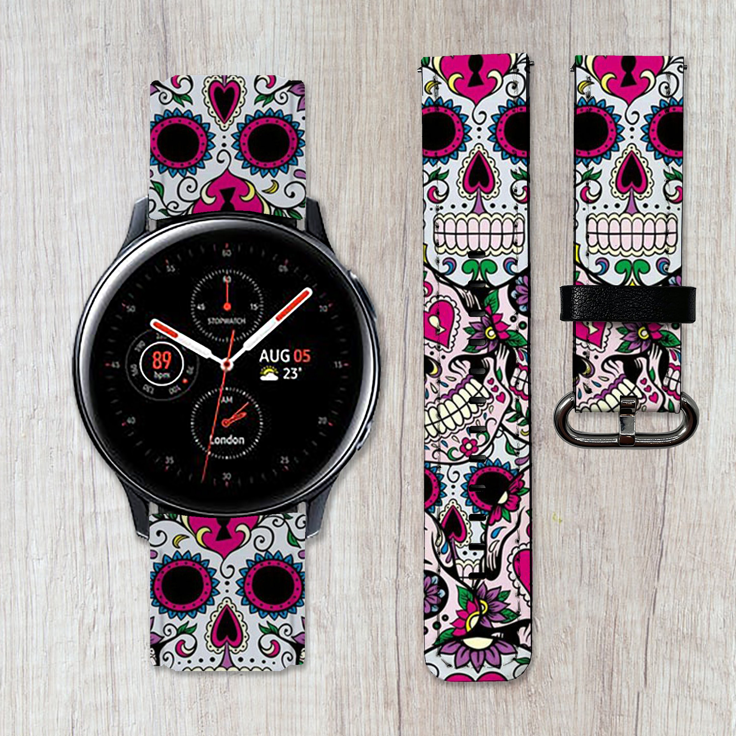 Buy Mexico Band Galaxy Watch 3 4 5 6 Pro Band Active 2 40 42 44 45 46 Band PU Leather Sport 20 22 Frontier Skull Samsung Watch4 Gear S2 S3 Strap Online in India Etsy