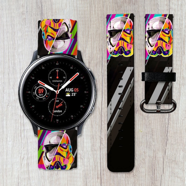 Star Wars Galaxy Watch 3 4 5 6 Pro Band Stormtrooper Band Active 2 40 42 44 45 46 PU-Leder Sport 20 22 Frontier Samsung Watch4 Gear S2 S3