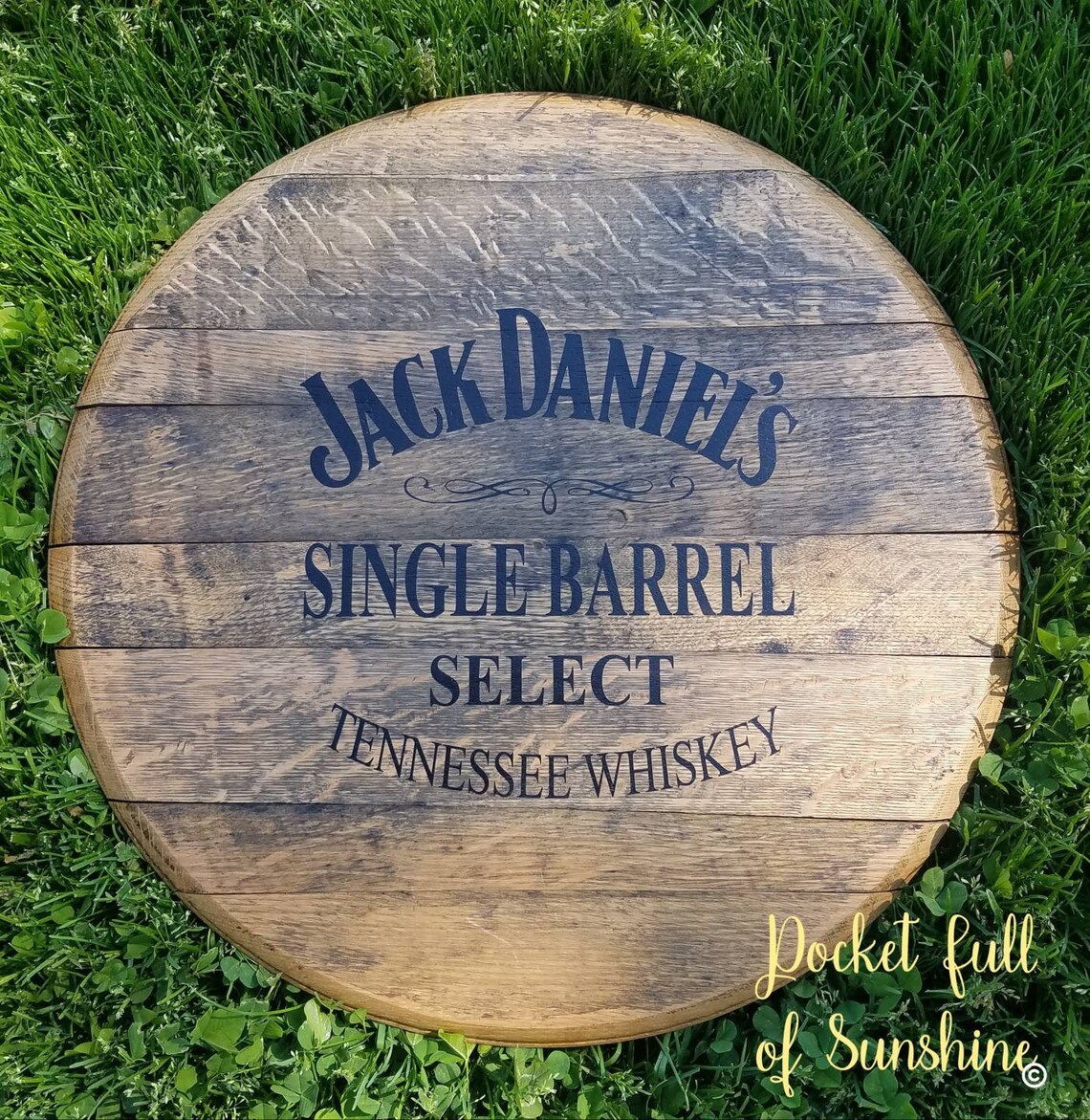 Jack Daniel's Whiskey Barrel Lid Wall Hanging Picture Etsy