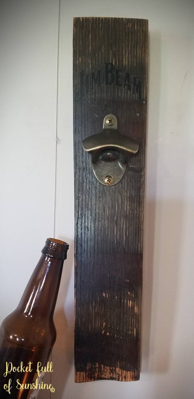 Authentic Whiskey Barrel Stave Bottle Opener Jim Beam Painted Etsy