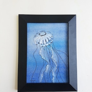 Original-NOT A PRINT | Jellyfish, Coastal Wall Art for Birthday Gift, Nautical, Neutral Wall Art, Room Decor Aesthetic