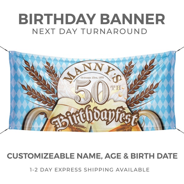 Oktoberfest Party Decorations, Birthday Banner, Personalized Gift, Beer Party, Gift for Her, Gift for Him - Express Shipping Available