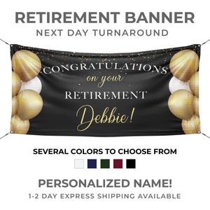 Congrats Retirement Party Banner, Party Decorations, Gift for Her, Gift For Him, Custom Banner with Your Name - Express Shipping Available