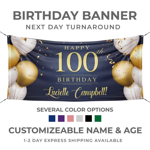 Milestone Birthday Banner, Personalized Gift, Custom Party Decorations, Gift for Her, Gift for Him  - Express Shipping Available