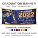 Graduation Banner, Graduation Announcement, Personalized Graduation Gift, Graduation Party Decorations, Custom School Colors 