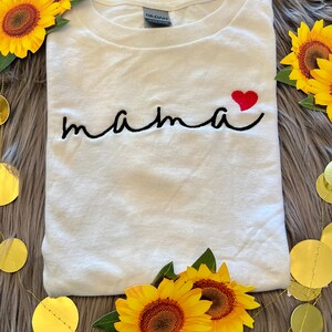 Mama embroidered T-shirts, mama embroidered shirt , new mama T-shirts, embroidered T-shirts