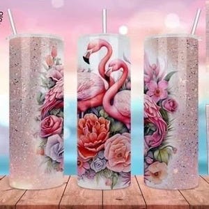 20 oz Insulated Tumbler with flamingo graphics, just a girl that loves flamingo , flamingo lover , skinny flamingo tumbler,