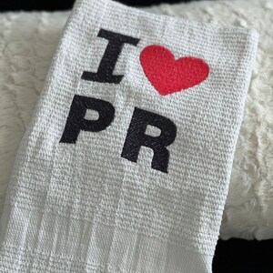I Love Puerto Rico Embroidered Hand Towel: Boricua Pride