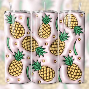 3D Pineapple Tumbler: 20 oz Stainless Steel, Tropical Vibes