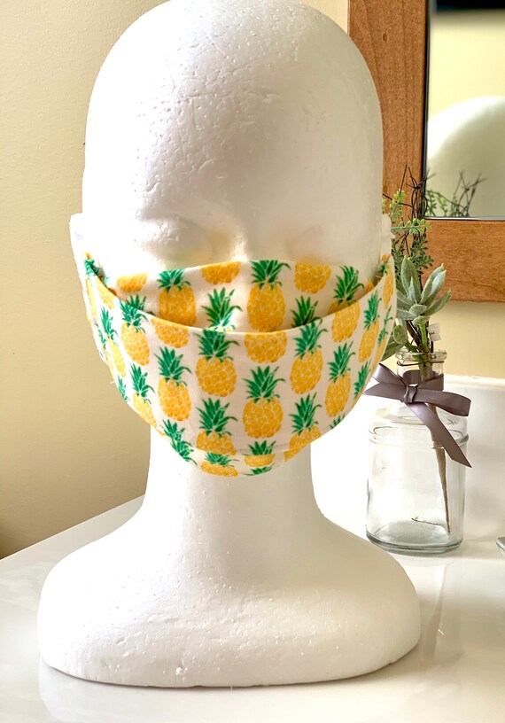 Pineapple face masks 3d 100 Cotton washable pineapple over Etsy