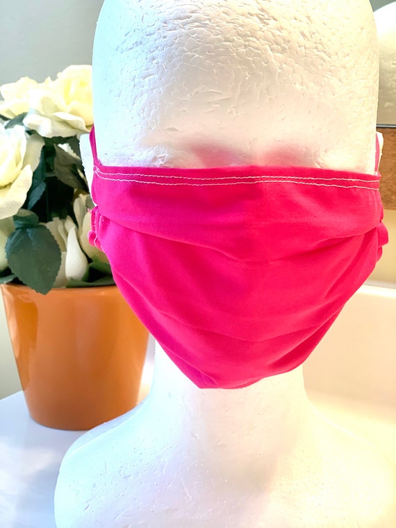Hot pink pink face masks pleated face mask made in USA Etsy