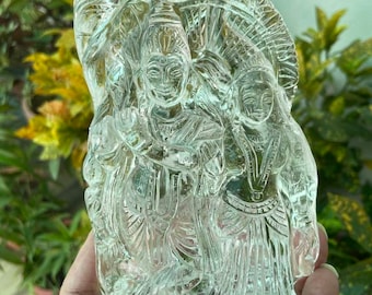 Radha Krishna Statue- Carved Krishna- Quartz Krishna- Iskcon- Stone Krishna- Hindu Diety Statue- Himalayan Quartz- Unique Gifts- Rare