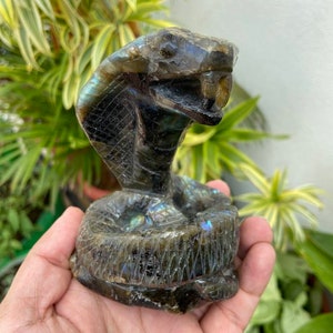 Labradorite Snake- Gemstone Snake- Snake Statue- Cobra Statue- Cobra Sculpture- Snake Carving