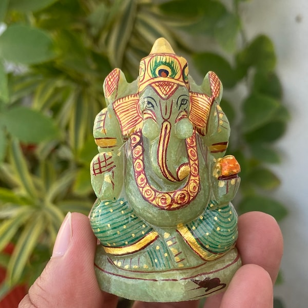 Jade Ganesh- Gemstone Ganesha- Ganesh Statue- Small Stone Ganesha- Ganesha Idol- Aventurine Ganesha