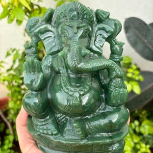 Natural Jade Ganesh- Gemstone Ganesha- Ganesh Statue- Natural Stone Ganesha- Ganesha Idol- Hindu Gods- Handmade