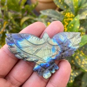 Gemstone Eagle- Carved Eagle- Stone Eagle- Gemstone Animals- Carved Stone Animals- Labradorite Eagle- Natural Labradorite