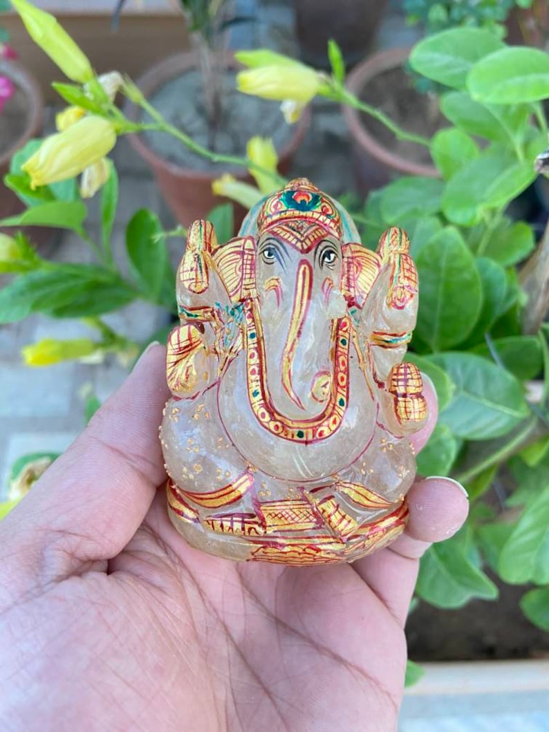 Crystal Ganesh Statue Natural Stone Ganesh Gemstone Ganesha Etsy