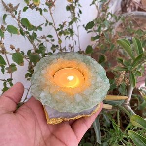 Stone Tealight Holder- Agate Tealight Holder- Crystal Tealight Holder- Jade TeaLight Holder- Natural Jade- Tealight Holder- Stone Tealight