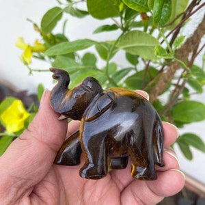 Natural Tiger Eye Elephant- Small Stone Elephant- Elephant Statue- Elephant Home Decor- Gemstone Elephant