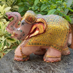 Natural Rose Quartz Elephant- Good Luck Crystal Elephant- Gemstone Elephant- Big Elephant- Elephant Gifts Statue- Home Decor- Lucky Elephant
